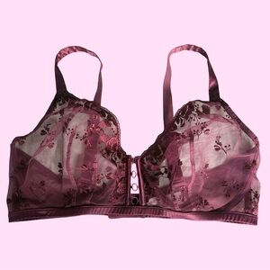 Simone Perele Orphee Rose Diva Pink Sheer Lace Plunge Underwire Bra